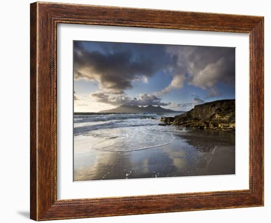 Isle of Rum from Singing Sands, Isle of Eigg, Inner Hebrides, Scotland, UK-Lee Frost-Framed Photographic Print