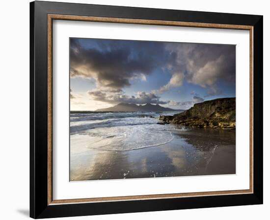 Isle of Rum from Singing Sands, Isle of Eigg, Inner Hebrides, Scotland, UK-Lee Frost-Framed Photographic Print