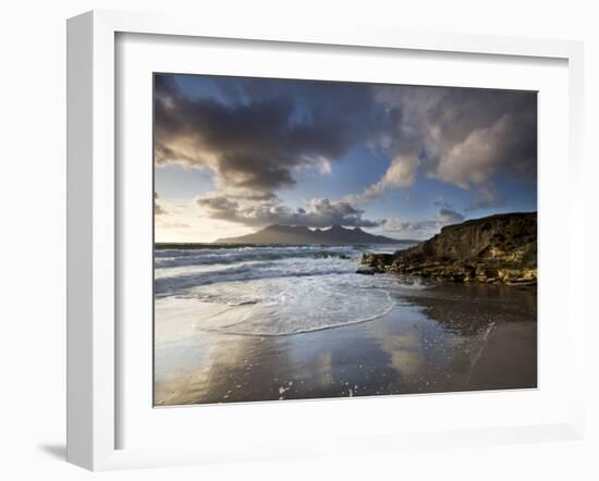 Isle of Rum from Singing Sands, Isle of Eigg, Inner Hebrides, Scotland, UK-Lee Frost-Framed Photographic Print