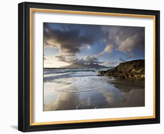 Isle of Rum from Singing Sands, Isle of Eigg, Inner Hebrides, Scotland, UK-Lee Frost-Framed Photographic Print