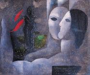 Surrealist Composition With Two Characters, c.1927-1928-Ismael Nery-Framed Giclee Print