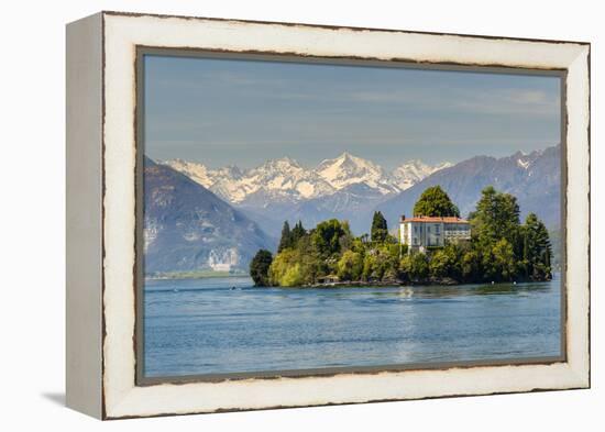 Isola Madre with Snowy Alps Behind, Lake Maggiore, Piedmont, Italy-Stefano Politi Markovina-Framed Premier Image Canvas