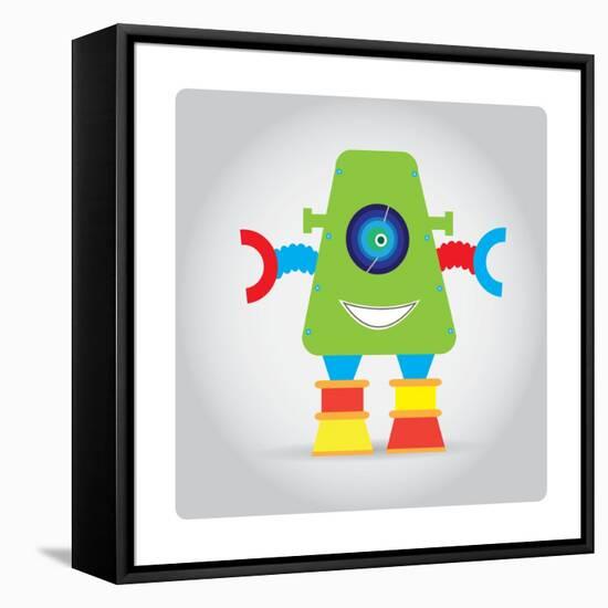 Isolated Robot Toy on White, Illustration-Lar-Framed Stretched Canvas