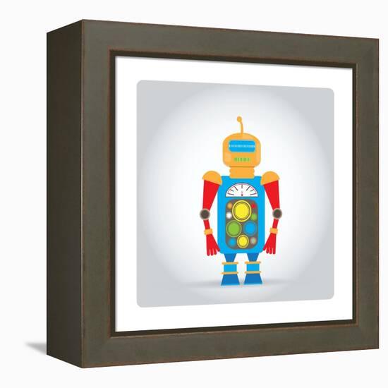 Isolated Robot Toy on White, Illustration-Lar-Framed Stretched Canvas