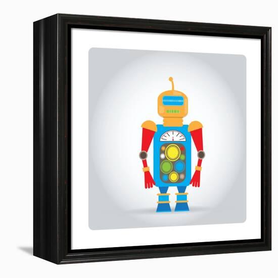 Isolated Robot Toy on White, Illustration-Lar-Framed Stretched Canvas