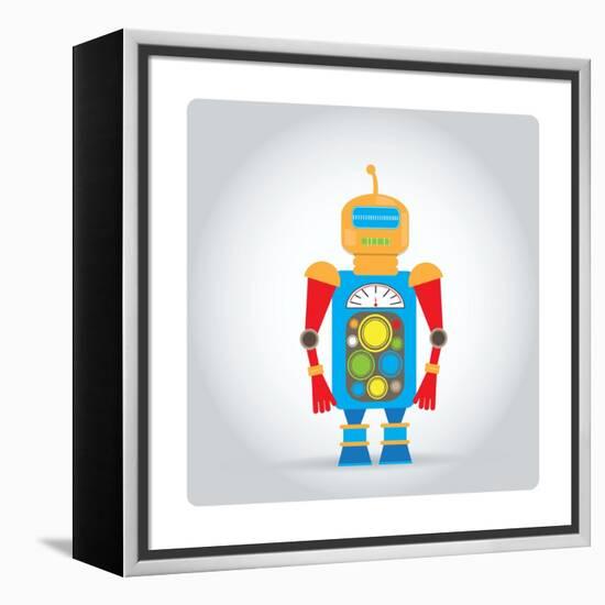 Isolated Robot Toy on White, Illustration-Lar-Framed Stretched Canvas