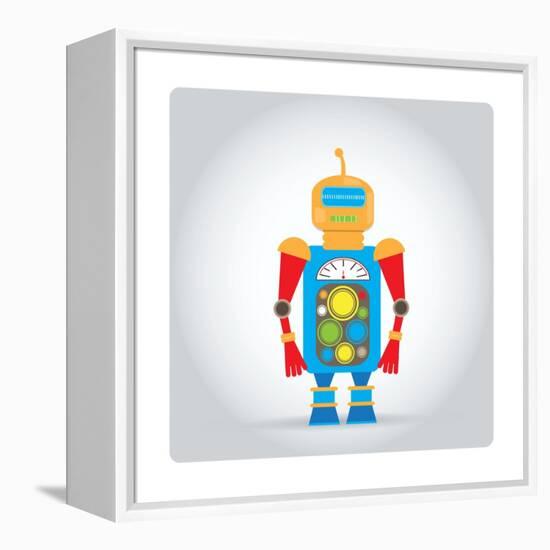 Isolated Robot Toy on White, Illustration-Lar-Framed Stretched Canvas