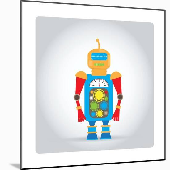 Isolated Robot Toy on White, Illustration-Lar-Mounted Art Print