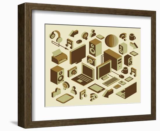 Isometric Media Element Set-photovs-Framed Premium Giclee Print