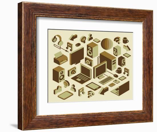 Isometric Media Element Set-photovs-Framed Art Print