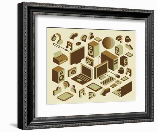 Isometric Media Element Set-photovs-Framed Art Print