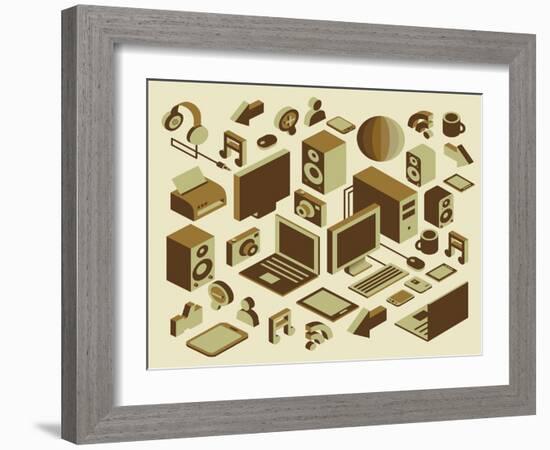 Isometric Media Element Set-photovs-Framed Art Print