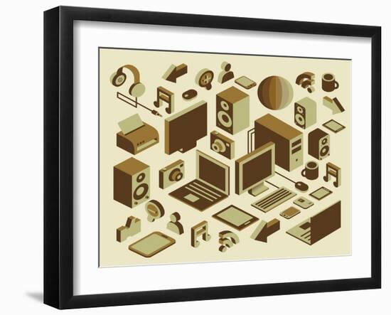 Isometric Media Element Set-photovs-Framed Art Print