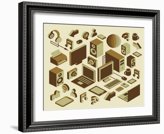 Isometric Media Element Set-photovs-Framed Art Print