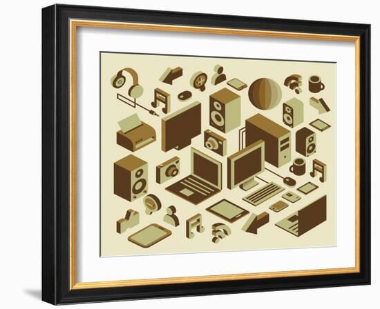 Isometric Media Element Set-photovs-Framed Art Print