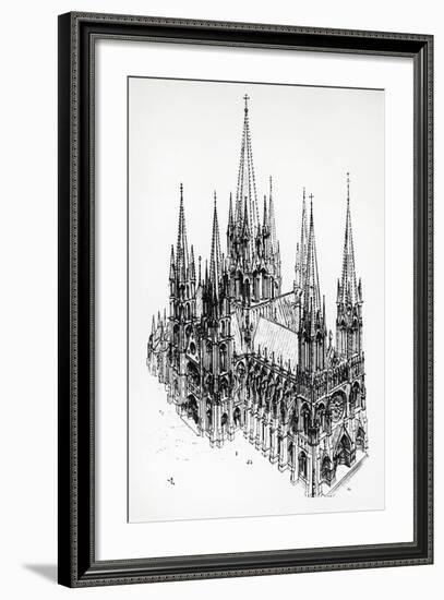 Isometric View of Ideal Cathedral, Drawing by Eugene Emmanuel Viollet-Le-Duc-null-Framed Giclee Print