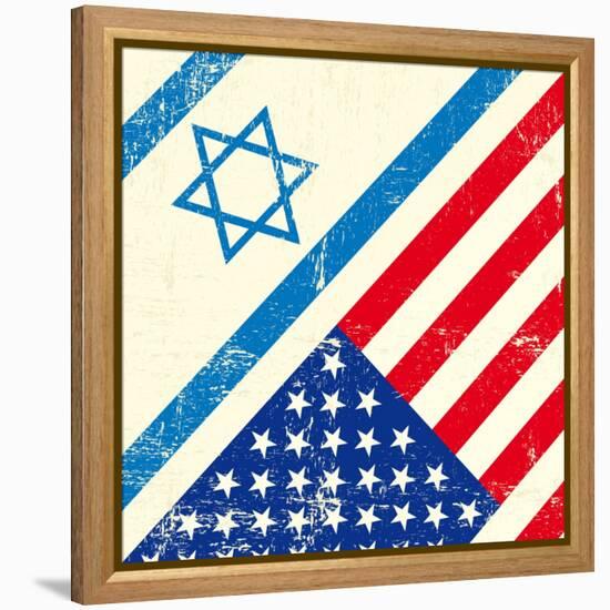 Israel And American Grunge Flag-TINTIN75-Framed Stretched Canvas