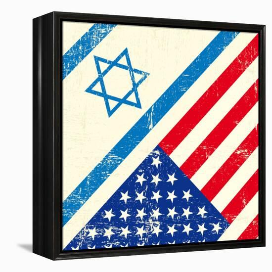 Israel And American Grunge Flag-TINTIN75-Framed Stretched Canvas