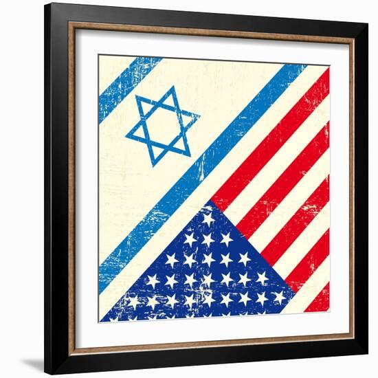 Israel And American Grunge Flag-TINTIN75-Framed Art Print