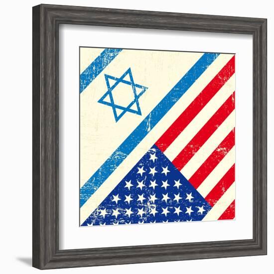 Israel And American Grunge Flag-TINTIN75-Framed Art Print
