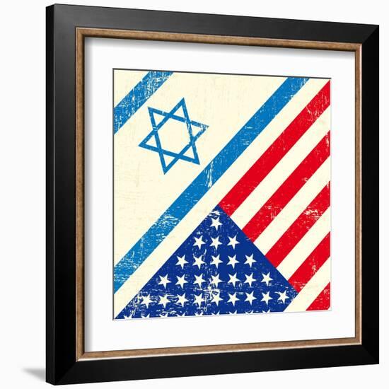 Israel And American Grunge Flag-TINTIN75-Framed Art Print