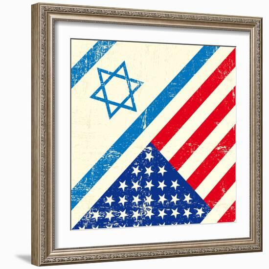 Israel And American Grunge Flag-TINTIN75-Framed Premium Giclee Print