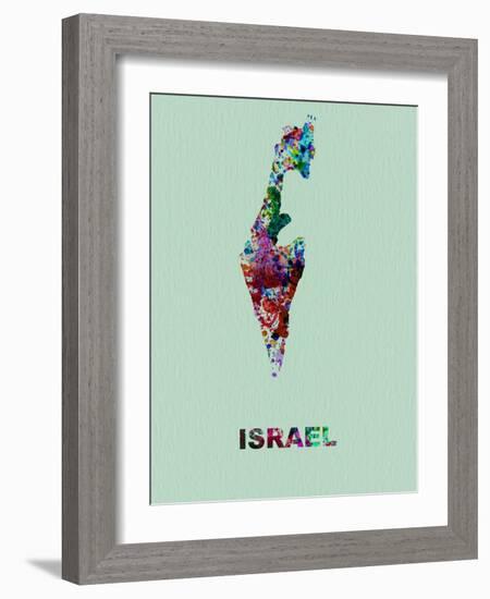 Israel Color Splatter Map-NaxArt-Framed Art Print