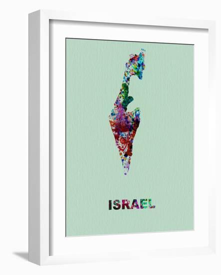 Israel Color Splatter Map-NaxArt-Framed Art Print