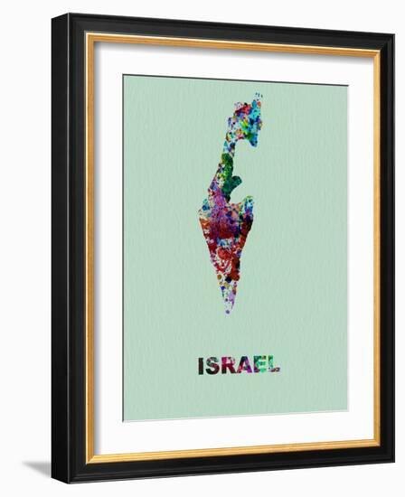 Israel Color Splatter Map-NaxArt-Framed Art Print