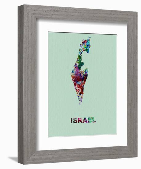 Israel Color Splatter Map-NaxArt-Framed Art Print