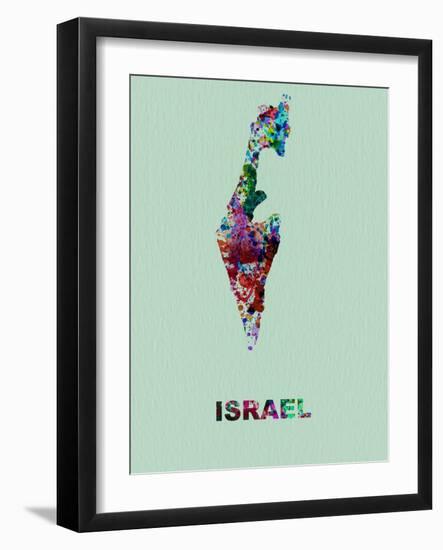 Israel Color Splatter Map-NaxArt-Framed Art Print