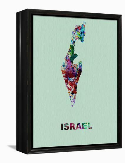 Israel Color Splatter Map-NaxArt-Framed Stretched Canvas