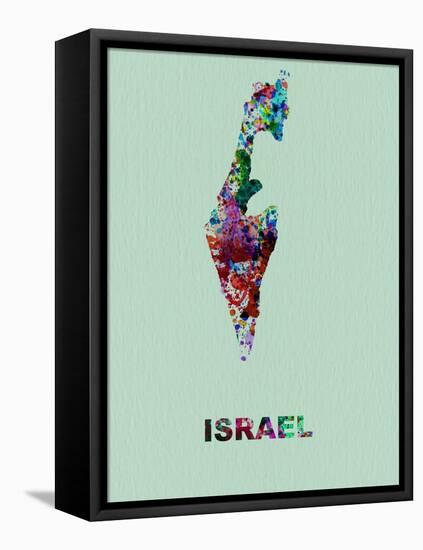 Israel Color Splatter Map-NaxArt-Framed Stretched Canvas