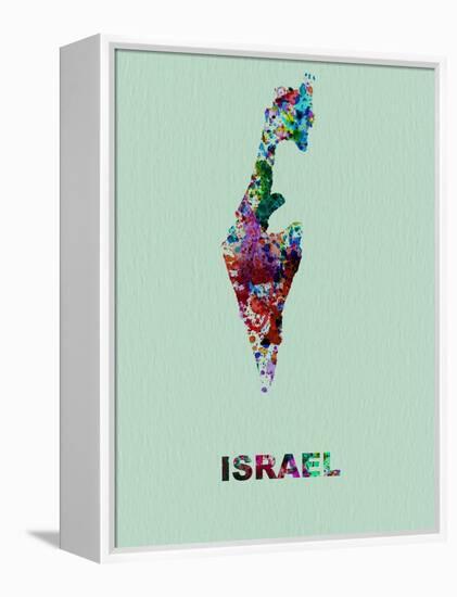 Israel Color Splatter Map-NaxArt-Framed Stretched Canvas