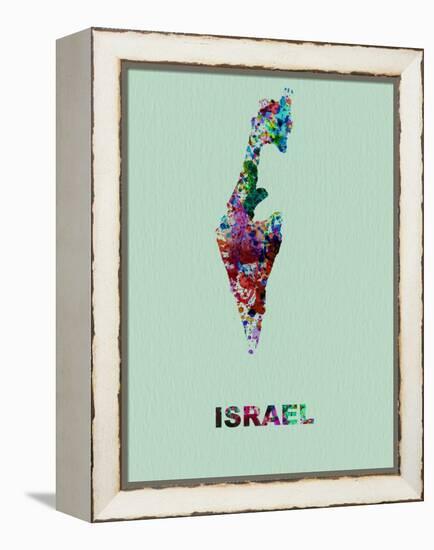 Israel Color Splatter Map-NaxArt-Framed Stretched Canvas