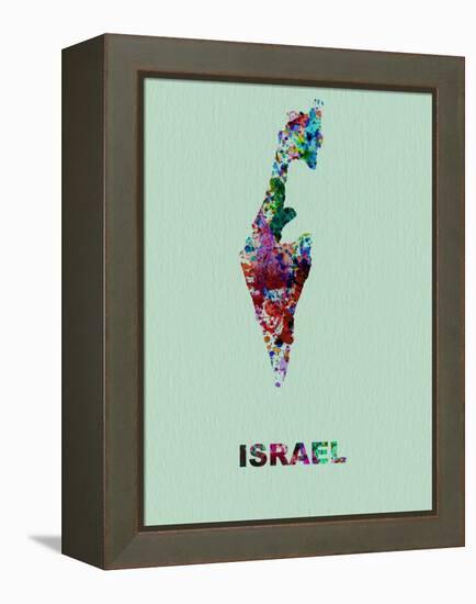 Israel Color Splatter Map-NaxArt-Framed Stretched Canvas