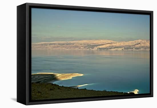 Israel, Dead Sea, along the read on the Israeli side, Jordan across the body of water-Michele Molinari-Framed Premier Image Canvas