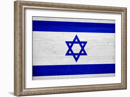 Israel Flag Design with Wood Patterning - Flags of the World Series-Philippe Hugonnard-Framed Premium Giclee Print