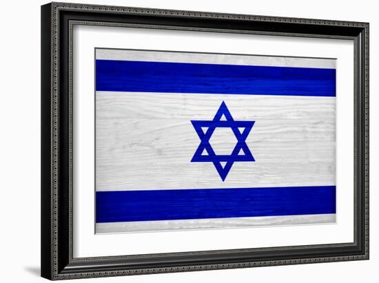 Israel Flag Design with Wood Patterning - Flags of the World Series-Philippe Hugonnard-Framed Premium Giclee Print