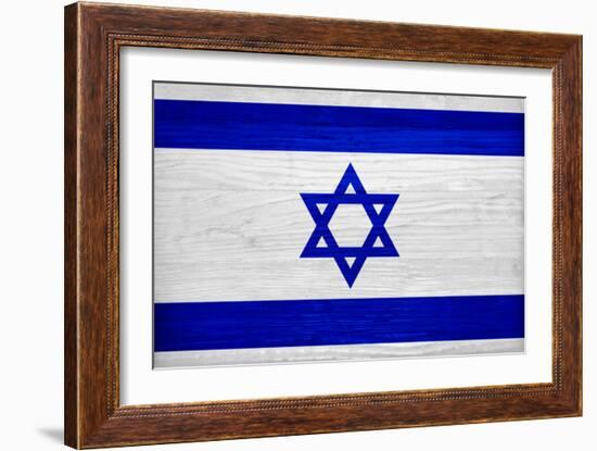 Israel Flag Design with Wood Patterning - Flags of the World Series-Philippe Hugonnard-Framed Art Print