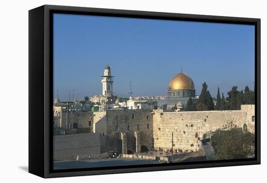 Israel, Jerusalem, Dome of Rock and Western Wall-null-Framed Premier Image Canvas