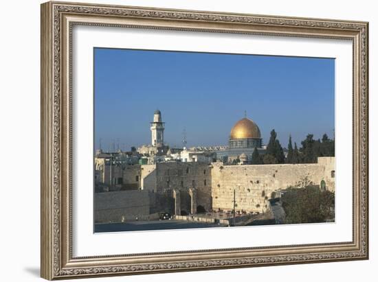 Israel, Jerusalem, Dome of Rock and Western Wall-null-Framed Giclee Print