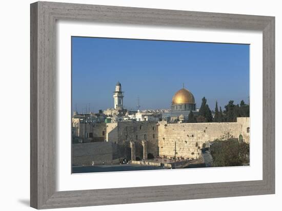 Israel, Jerusalem, Dome of Rock and Western Wall-null-Framed Giclee Print