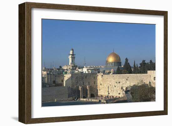 Israel, Jerusalem, Dome of Rock and Western Wall-null-Framed Giclee Print