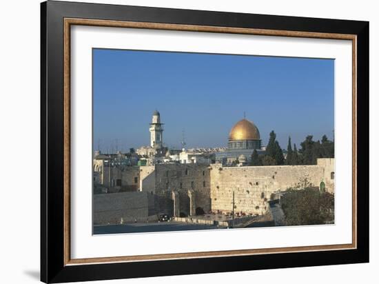 Israel, Jerusalem, Dome of Rock and Western Wall-null-Framed Giclee Print