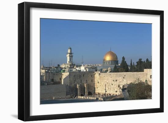 Israel, Jerusalem, Dome of Rock and Western Wall-null-Framed Giclee Print