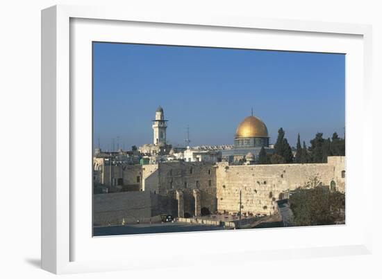 Israel, Jerusalem, Dome of Rock and Western Wall-null-Framed Giclee Print