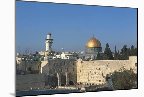 Israel, Jerusalem, Dome of Rock and Western Wall-null-Mounted Giclee Print