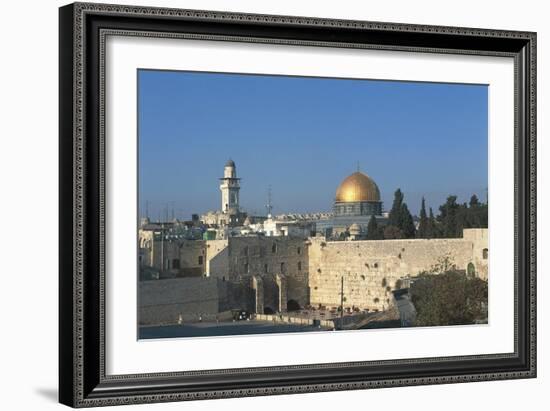 Israel, Jerusalem, Dome of Rock and Western Wall-null-Framed Giclee Print