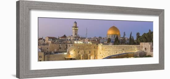 Israel, Jerusalem, Old City, Temple Mount, Dome of the Rock and The Western Wall - know as the Wail-Jane Sweeney-Framed Photographic Print